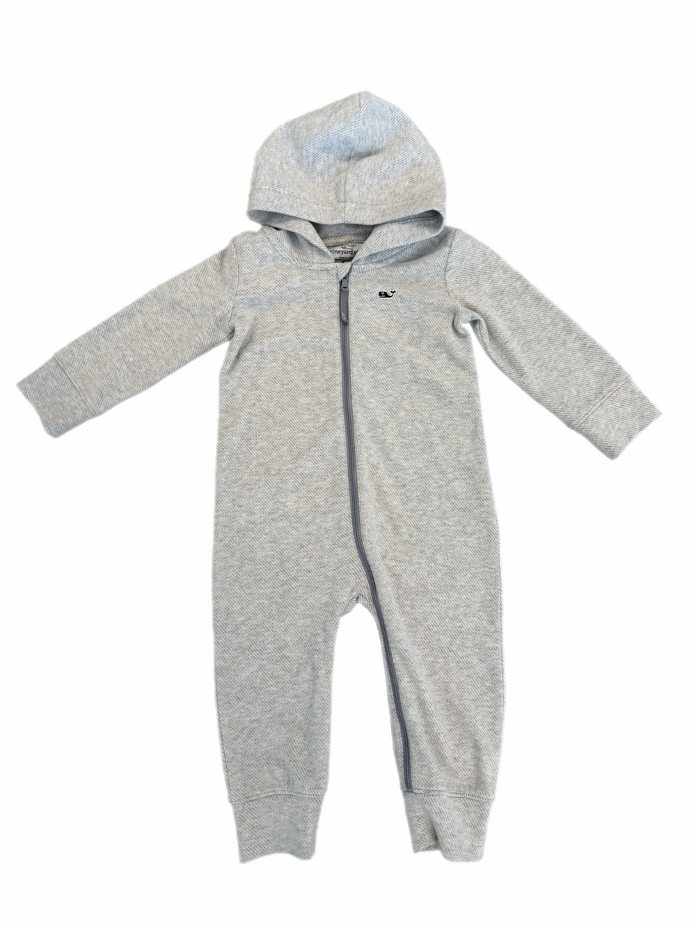 Vineyard Vines Heather Light Gray Hooded Baby One-Piece - Size 12-18 months